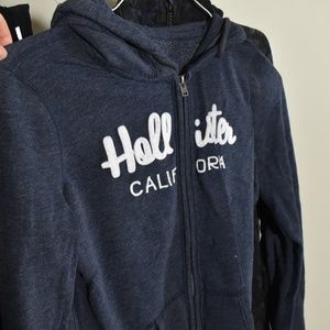 Hollister zip-up hoodie in Navy Blue SM